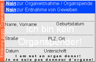 Ich bin kein Organspender!